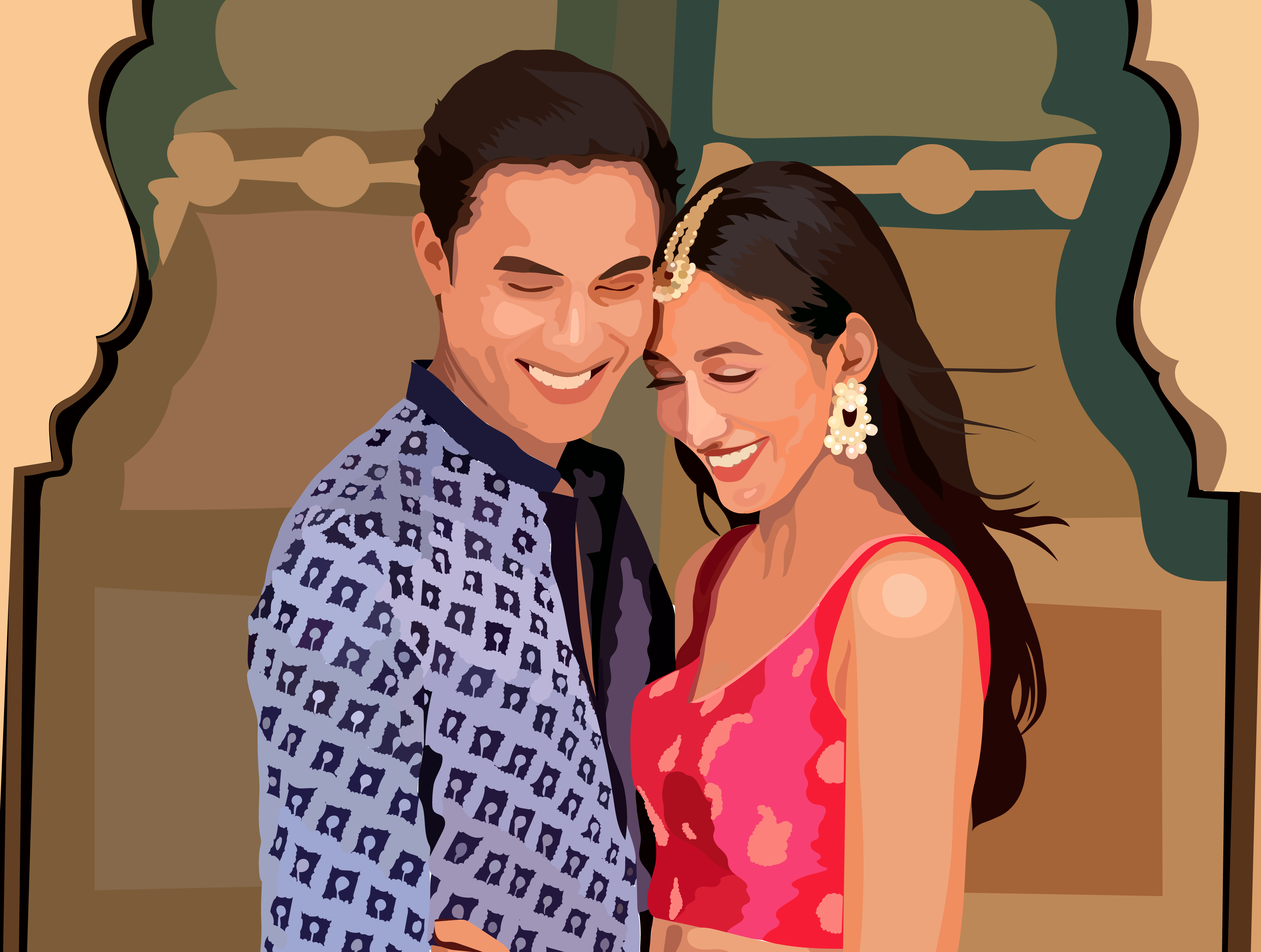 Digital portrait of Ritwik Bhowmik and Shreya Chaudhry in Bandish Bandits