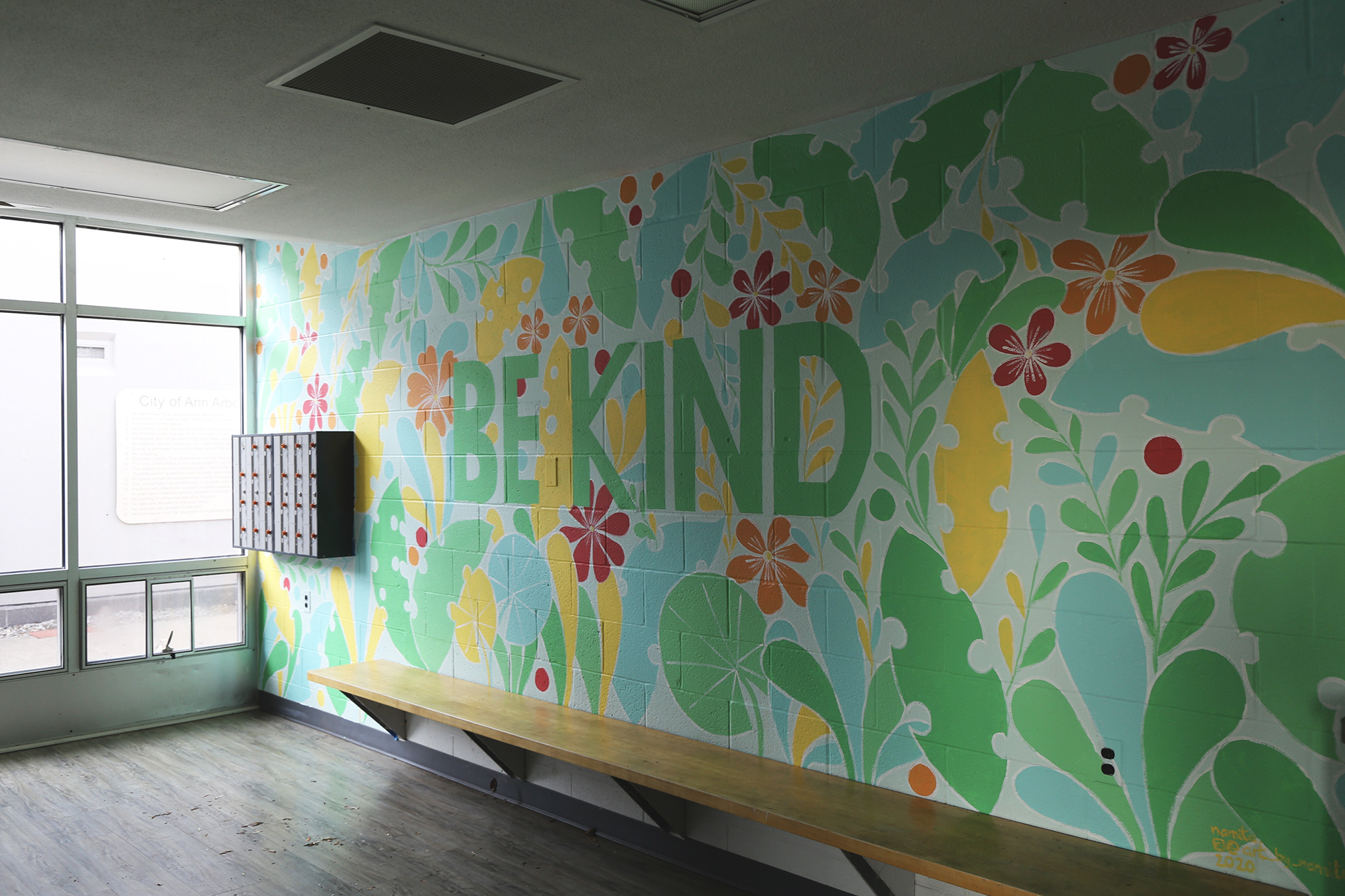 Colourful Be Kind wall mural by Namita